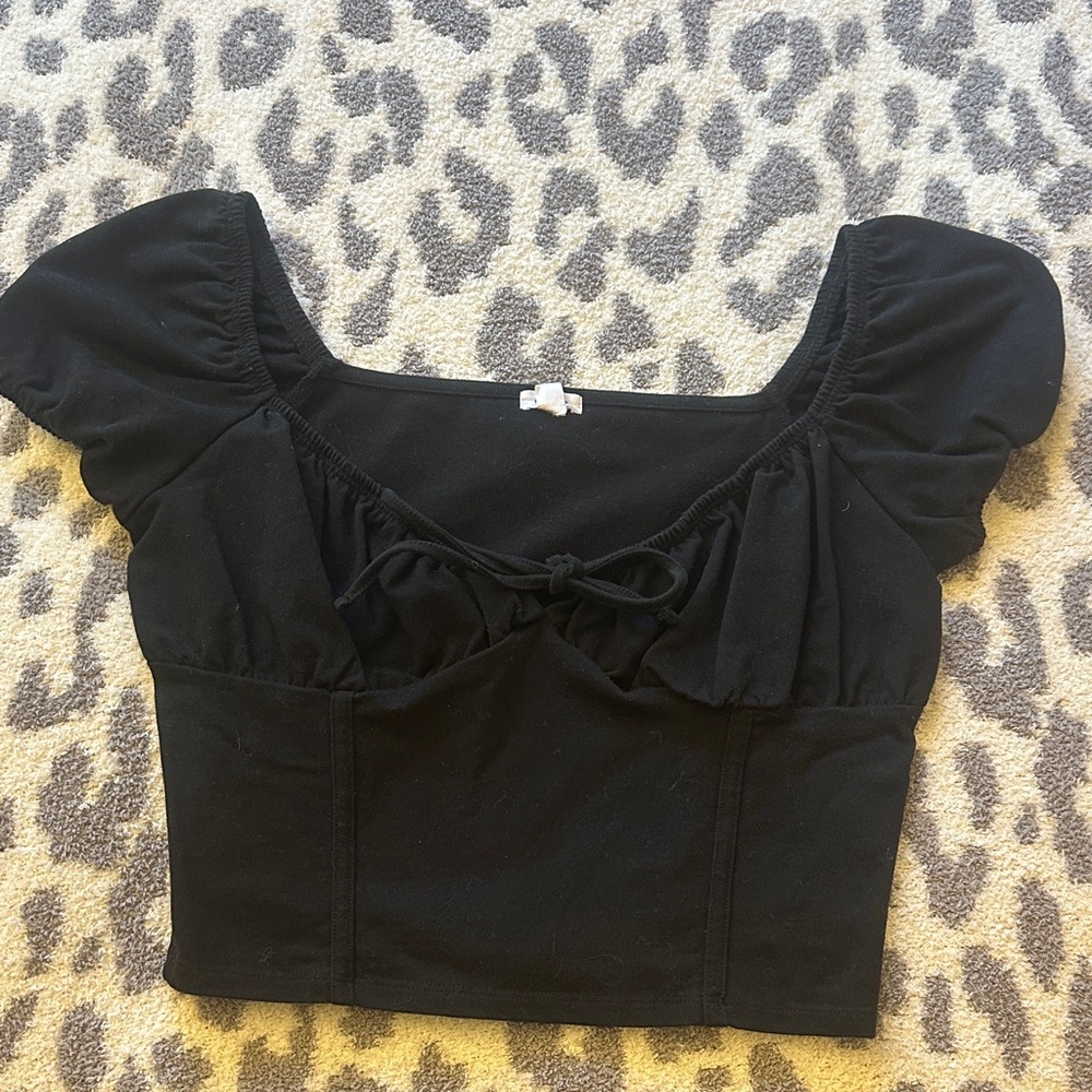 Elegant Black Puff Sleeve Top